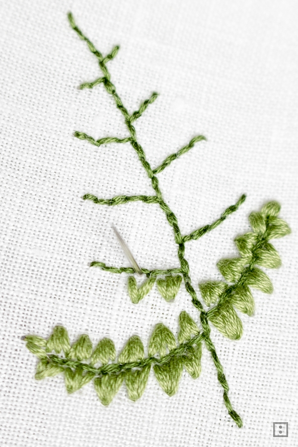 Servietten sticken  Farn - embroidery napkins fern DIY Anleitung Stickideen Urban Jungle 