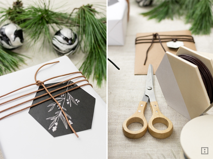 Gifttags Geschenkanhänger aus Weihnachtskarten Upcycling - Einpacken mit Lederbändern