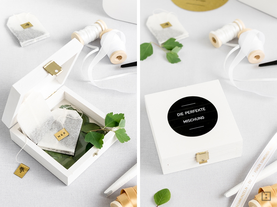 Hochzeitsdekoration P-touch Cube von Brother - Gastgeschenk Teemischung mit Etikett - DIY Idee - Hochzeit